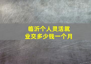 临沂个人灵活就业交多少钱一个月