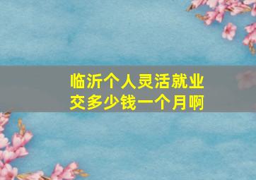 临沂个人灵活就业交多少钱一个月啊