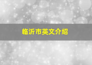 临沂市英文介绍