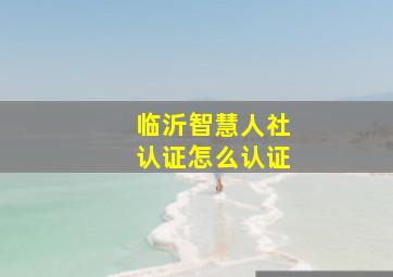 临沂智慧人社认证怎么认证