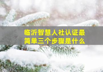 临沂智慧人社认证最简单三个步骤是什么