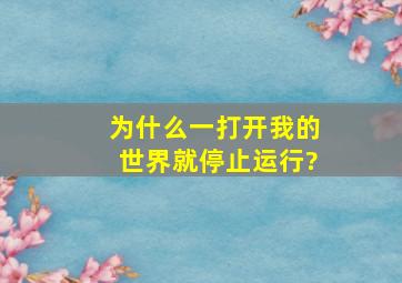 为什么一打开我的世界就停止运行?