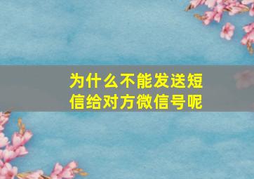 为什么不能发送短信给对方微信号呢