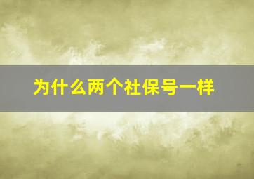 为什么两个社保号一样