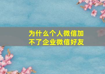 为什么个人微信加不了企业微信好友