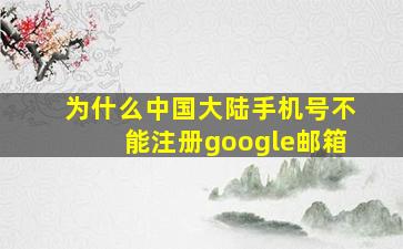 为什么中国大陆手机号不能注册google邮箱