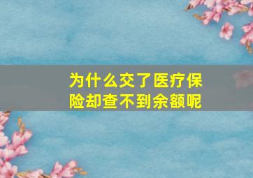 为什么交了医疗保险却查不到余额呢