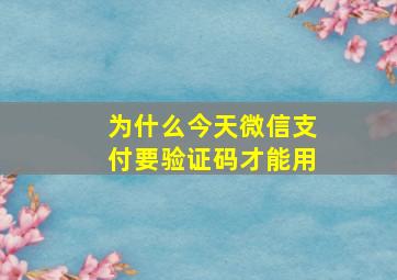 为什么今天微信支付要验证码才能用