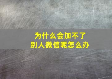 为什么会加不了别人微信呢怎么办