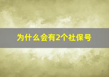 为什么会有2个社保号