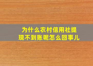 为什么农村信用社提现不到账呢怎么回事儿