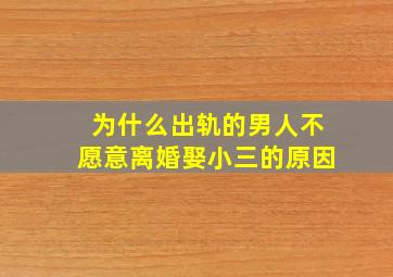 为什么出轨的男人不愿意离婚娶小三的原因