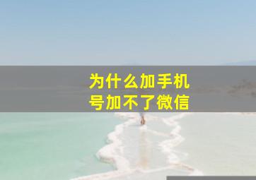 为什么加手机号加不了微信