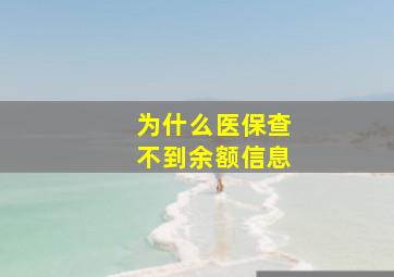 为什么医保查不到余额信息