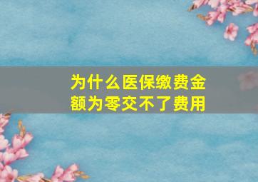 为什么医保缴费金额为零交不了费用