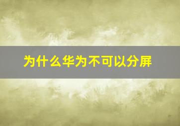 为什么华为不可以分屏