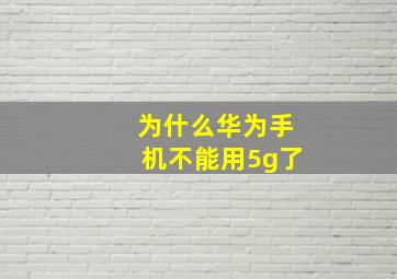 为什么华为手机不能用5g了