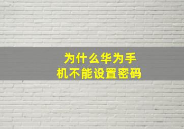 为什么华为手机不能设置密码