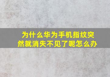 为什么华为手机指纹突然就消失不见了呢怎么办