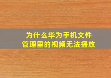 为什么华为手机文件管理里的视频无法播放