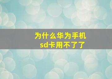 为什么华为手机sd卡用不了了