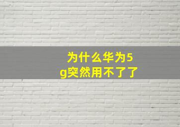 为什么华为5g突然用不了了