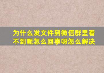 为什么发文件到微信群里看不到呢怎么回事呀怎么解决