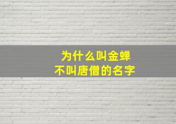 为什么叫金蝉不叫唐僧的名字