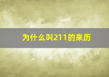 为什么叫211的来历