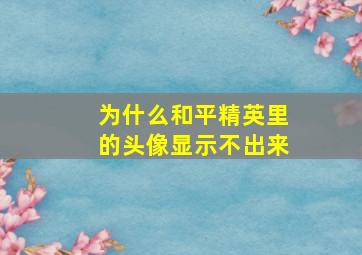 为什么和平精英里的头像显示不出来