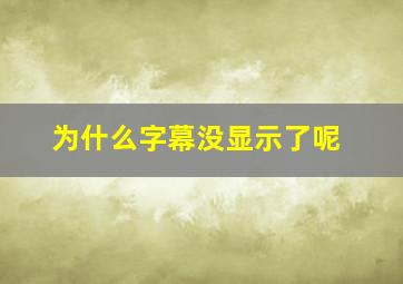 为什么字幕没显示了呢