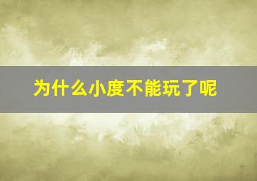 为什么小度不能玩了呢