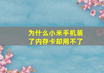 为什么小米手机装了内存卡却用不了