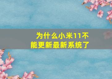 为什么小米11不能更新最新系统了