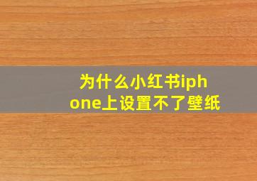 为什么小红书iphone上设置不了壁纸