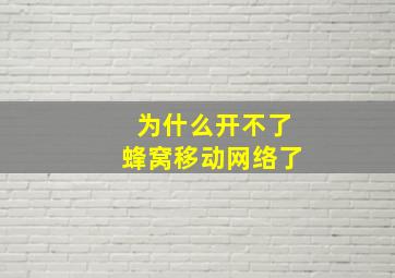 为什么开不了蜂窝移动网络了