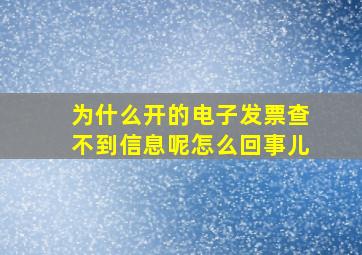 为什么开的电子发票查不到信息呢怎么回事儿