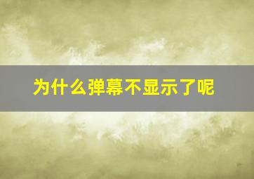 为什么弹幕不显示了呢