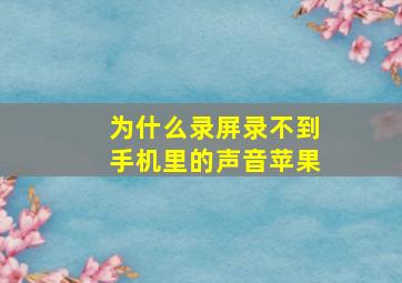 为什么录屏录不到手机里的声音苹果