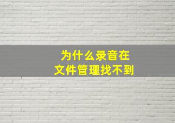 为什么录音在文件管理找不到