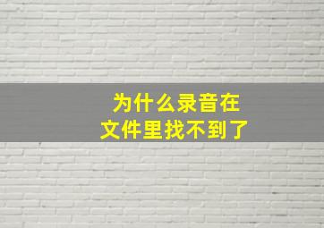 为什么录音在文件里找不到了