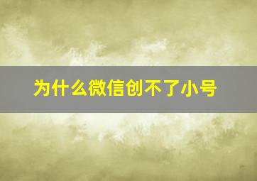 为什么微信创不了小号