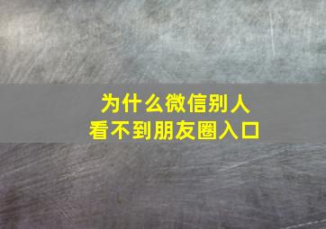 为什么微信别人看不到朋友圈入口