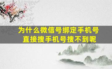 为什么微信号绑定手机号 直接搜手机号搜不到呢