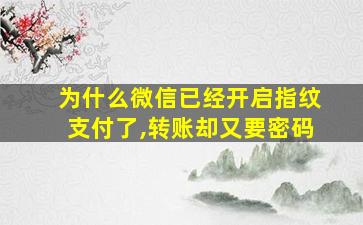 为什么微信已经开启指纹支付了,转账却又要密码