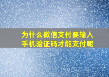 为什么微信支付要输入手机验证码才能支付呢