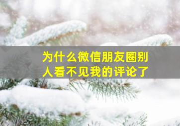 为什么微信朋友圈别人看不见我的评论了