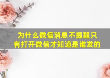 为什么微信消息不提醒只有打开微信才知道是谁发的