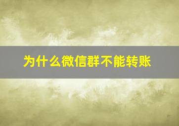 为什么微信群不能转账