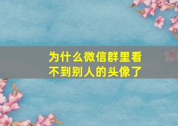 为什么微信群里看不到别人的头像了